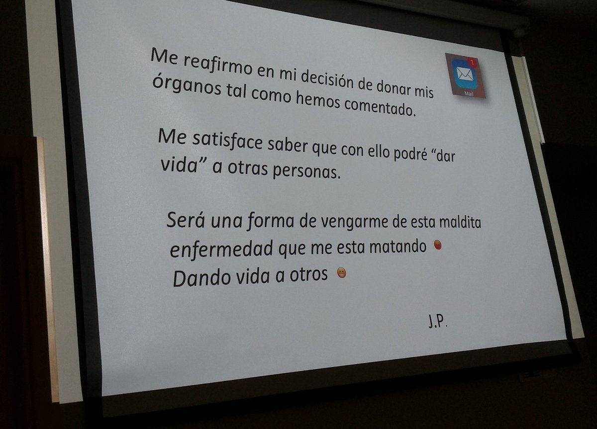 Testimonio de paciente con esclerosis lateral amiotrófica (ELA) que se reafirma en su decisión de donar sus órganos. En el evento de la Organización Nacional de Trasplantes en Zaragoza.