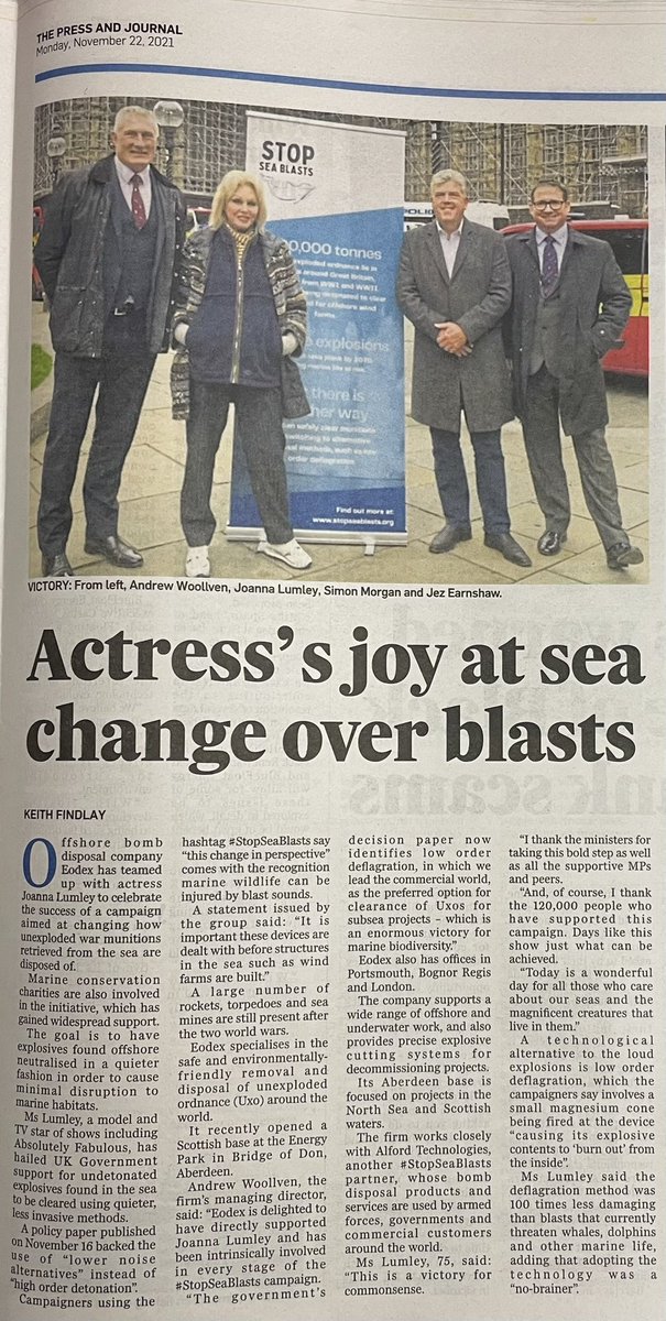 EODEXGROUP's tweet photo. Our news travelled north of the border, with a great feature in the @pressjournal this morning 🗞 

https://t.co/hev8YnZvrD

💻 https://t.co/IPvAcvABeN

#EODEX #marine #subsea #LowOrder #deflagration #StopSeaBlasts https://t.co/OsjgCmJ4Ux
