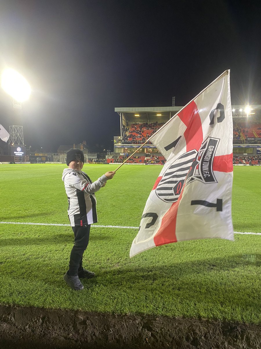 ZoeS172012's tweet photo. Last Friday Archie got the chance to be a flag bearer with one of his friends at Blundell Park. When he was told you would of thought he was given £1000 😂 
@officialgtfc ##UTM #MakingMemories https://t.co/BfxXlcvQWI