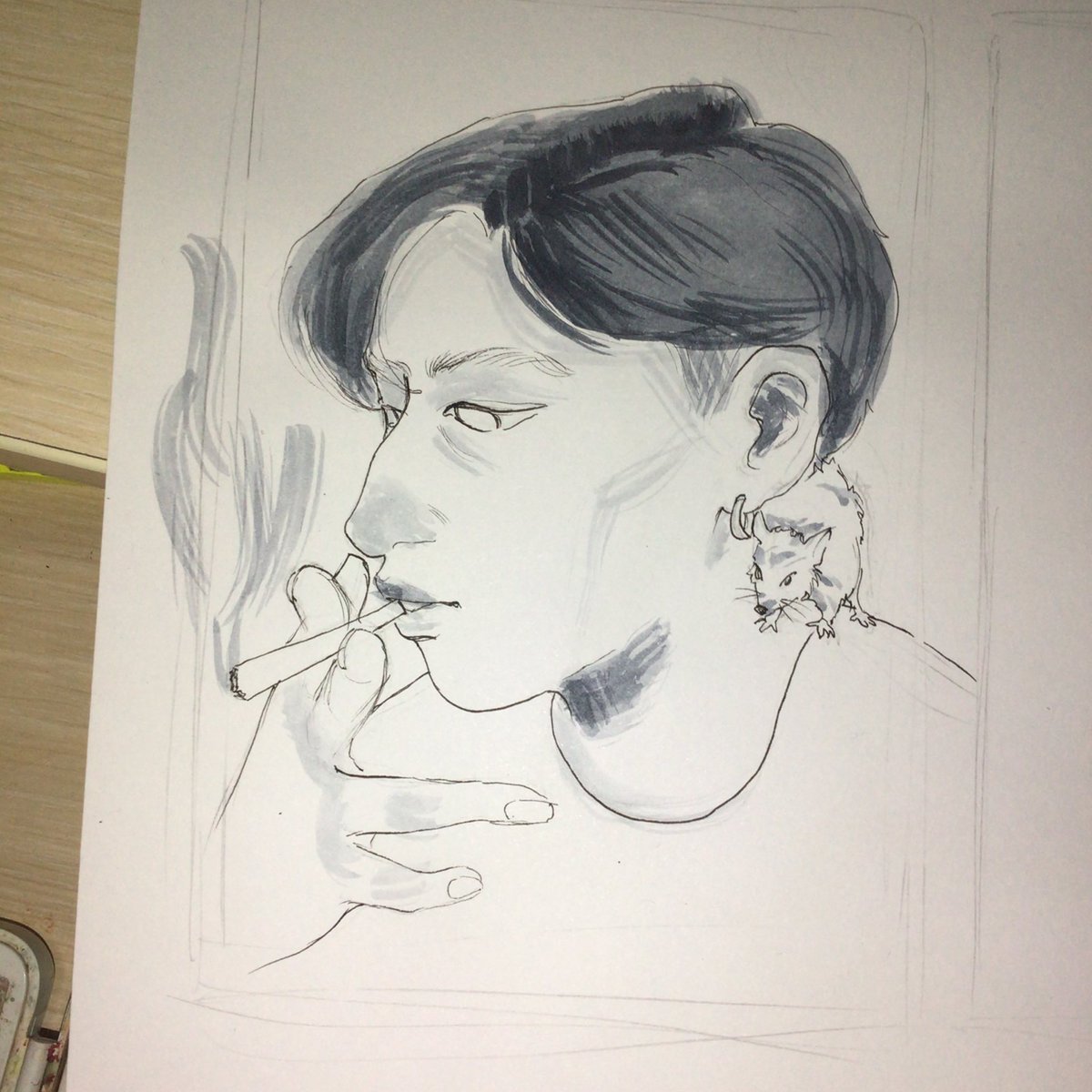 indietaehy's tweet photo. sağdakini boyayarak mahvettim #sketch https://t.co/hcxLzPqhda
