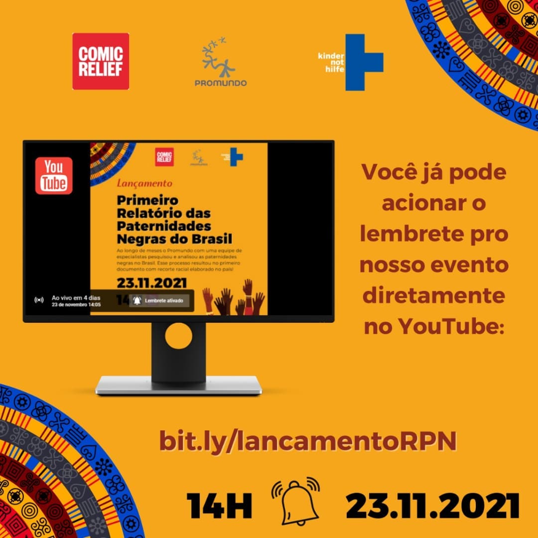 Amanhã, lançamento do primeiro relatório das Paternidades Negras do Brasil! Participe, a partir das 14h, no canal do YouTube do Promundo: youtube.com/watch?v=r18mmA…