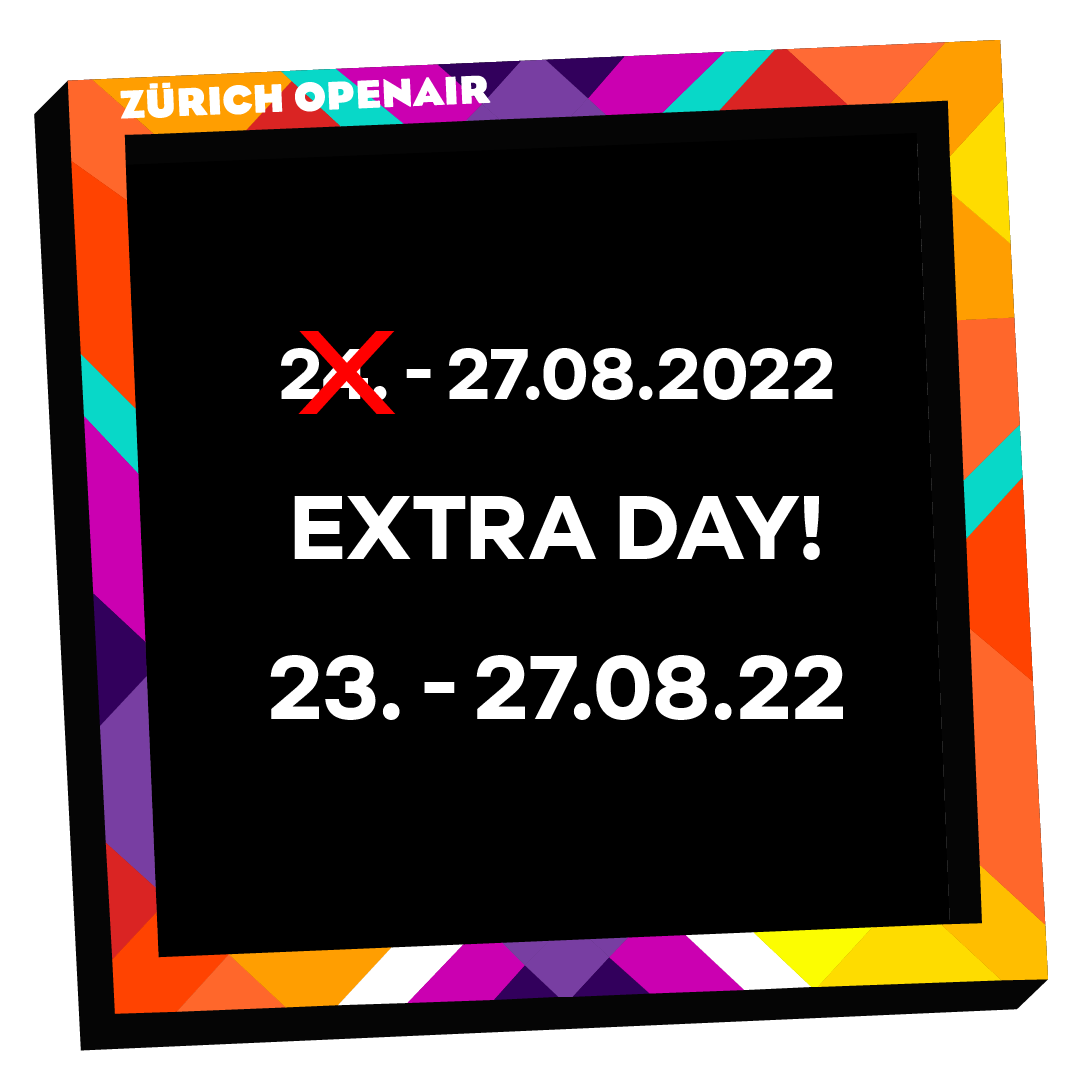Extra Day! ZOA 2022 startet bereits am Dienstag - Save the Date: 23. - 27. August 2022!

#zurichopenair
#zoa22