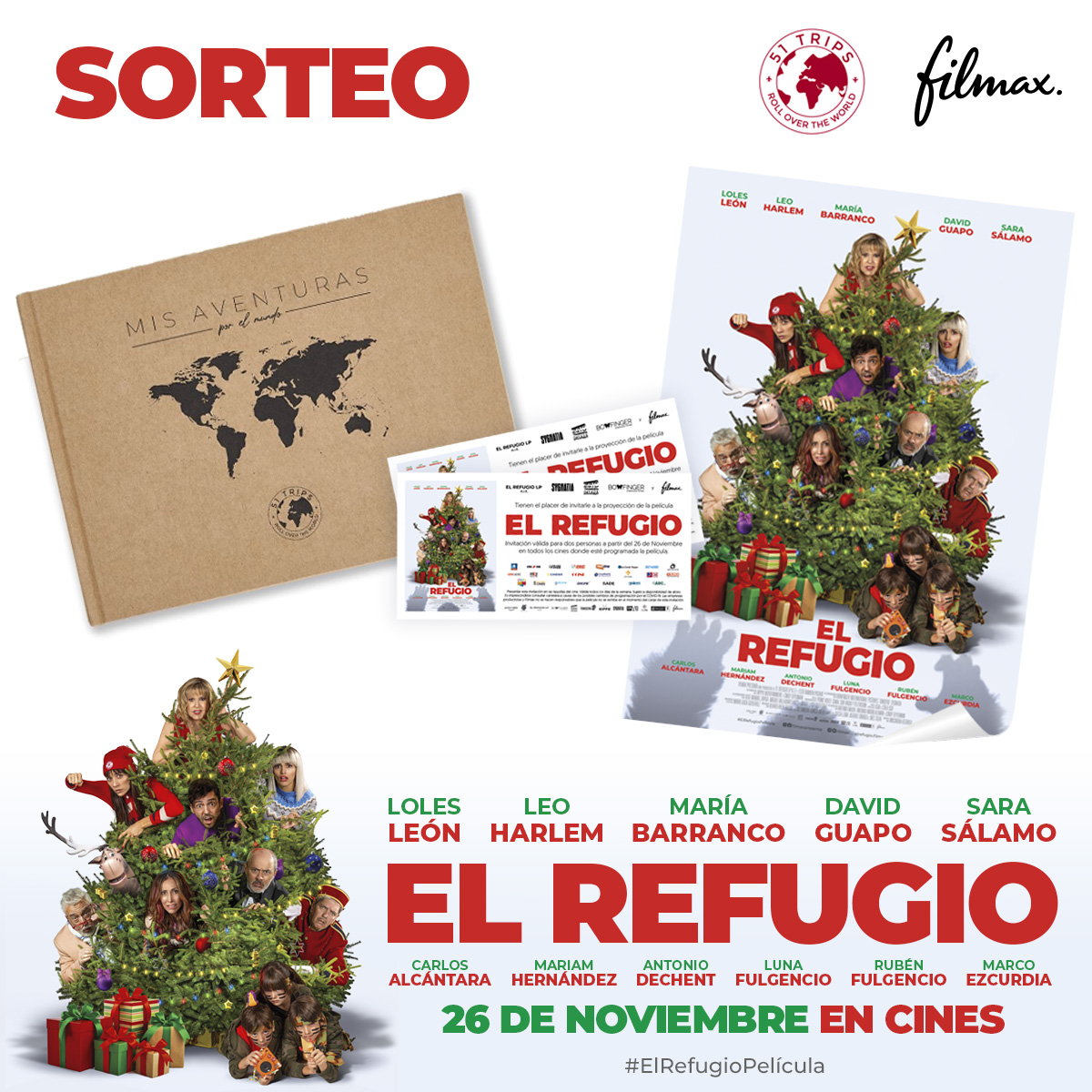 cineespanol's tweet photo. RT + follow @filmax y @cineespanol sorteamos  2 packs formados por entrada doble de cine + 1 cuaderno de viaje "Mis aventuras por el mundo" de la marca 51Trips + 1 cartel de EL REFUGIO https://t.co/fZHjuu2Bxk