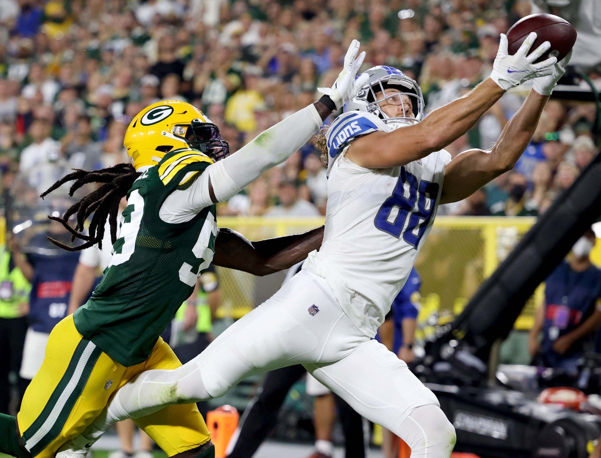 PFF_Lions's tweet photo. T.J. Hockenson has 0 dropped passes on 70 targets this season 🤯 https://t.co/PaPLTiuScM