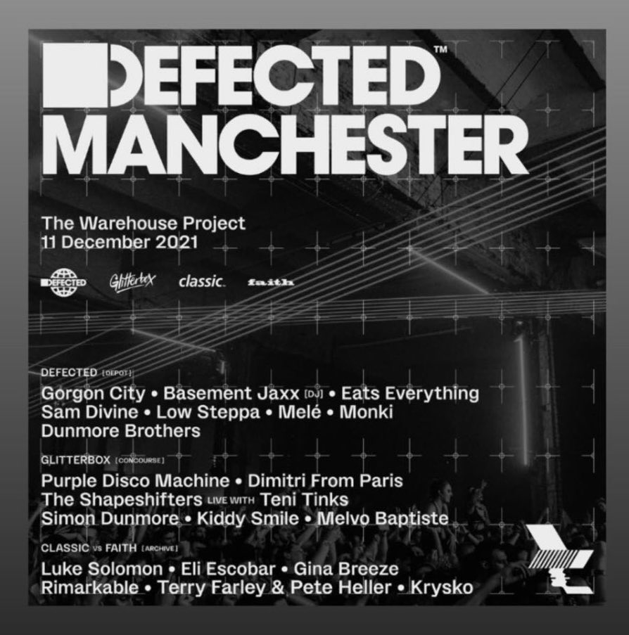 X3 Manchester Defected/Glitterbox tix for sale £54 each 🕺🏻✨