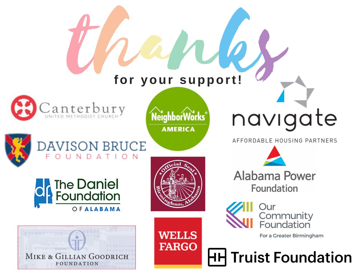 nhsbham's tweet photo. We appreciate our funders and our community! Thank you! @neighborworks @cfbham @NavigateHousing @ALPowerFdn @alabamapower @wellsfargofoundation @WellsFargo @truistfoundation @TruistNews https://t.co/EpH7fFZREo