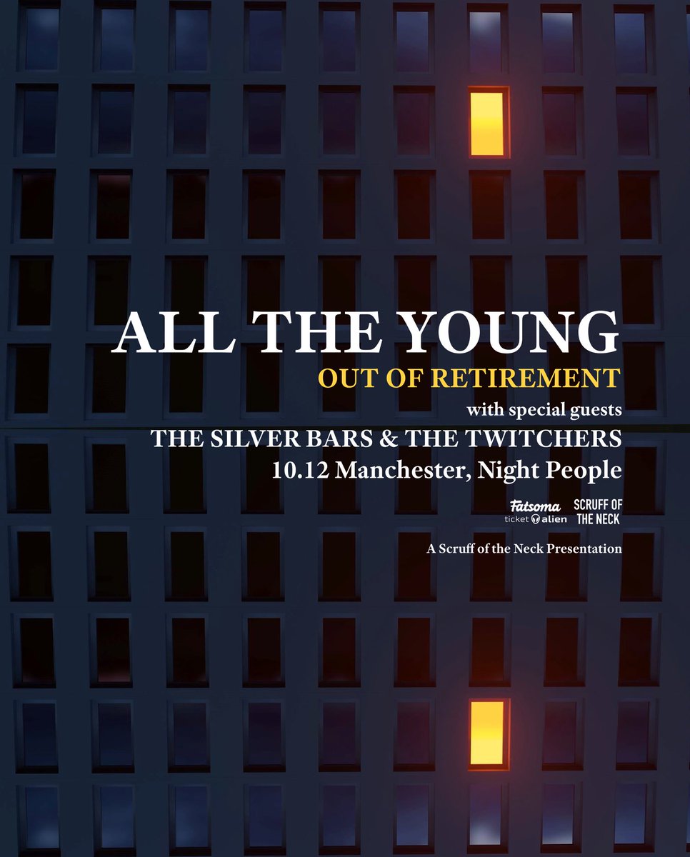 The Twitchers back at it am I right?!
We’re supporting ALL THE YOUNG on their Manchester date on their tour. We would bloody love it if you’re to join us! Tickets: fatso.ma/VgSc