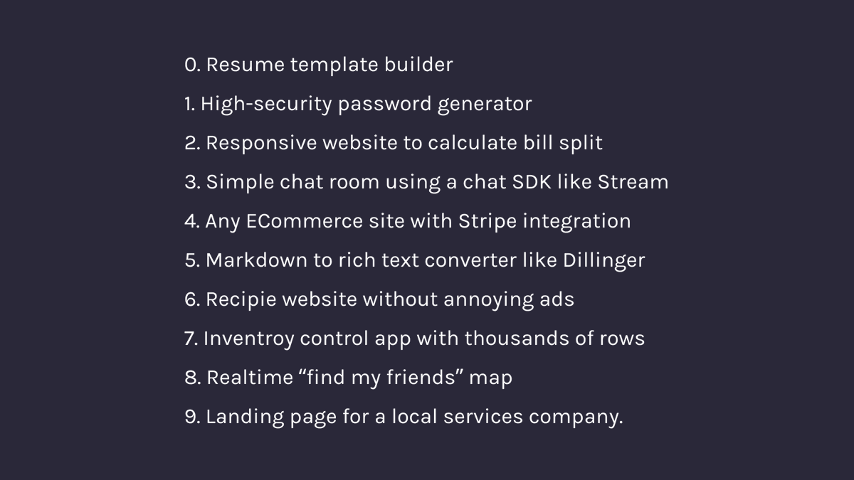 Here are *ten* realistic JavaScript project ideas for anyone looking to land their first job in tech (with explanations) 

🧵👇🏻