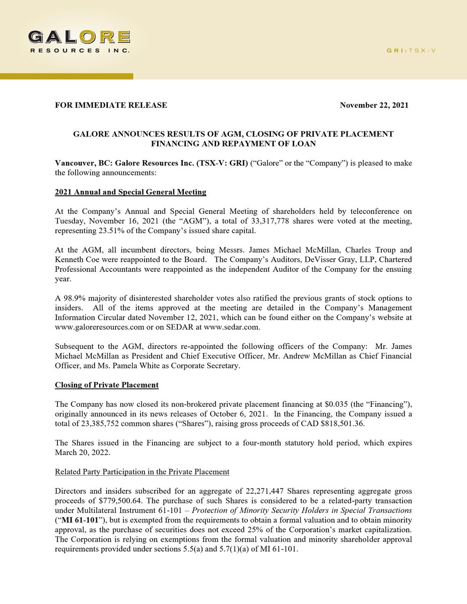 Galore Resources Inc tweet media