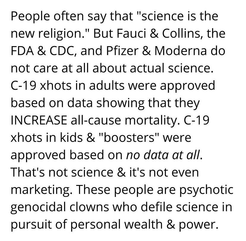 THEY’re slowly advancing the notion that humans MUST rely on pharmaceuticals in order to maintain health.
THEY’re not even using logic or evidence to advance it, THEY’re using media repetition (brainwashing) to achieve this
THEY despise the public

#Fauxvid19
#SolitaryThoughtz