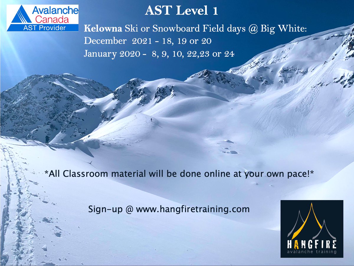 SHRED_ENT's tweet image. Our friends will be hosting Multiple avalanche safety course at Big White this December &amp;amp; January. Register on line before the classes fill up! @hangfiretrainning  @avalancheca #bigwhite #avalanchetraining #ast1 #backcountryawareness