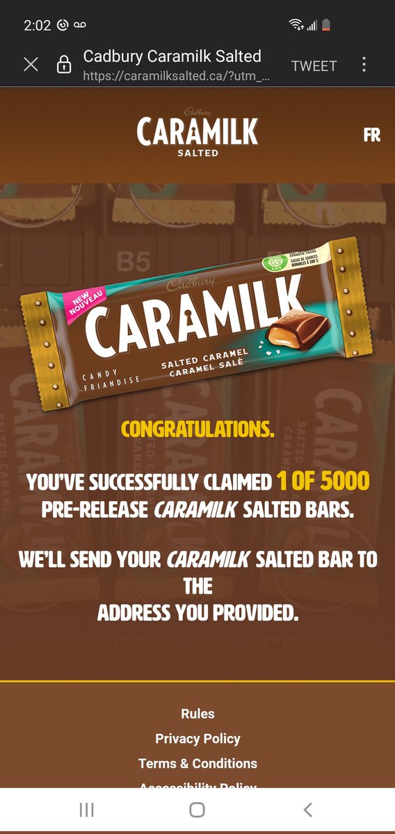 amacamp28's tweet photo. @CaramilkCanada Woohoo! 🥳🥳🥳 https://t.co/ayg5mo2eN2