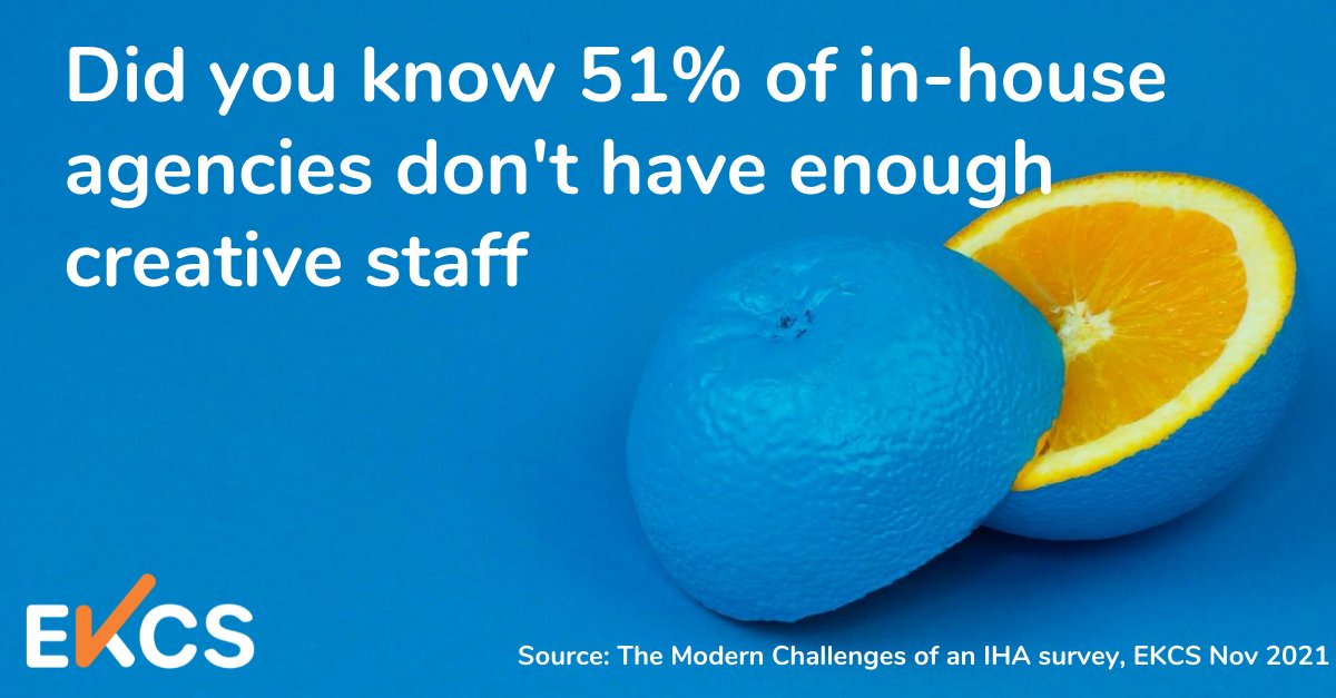 ekcsco's tweet photo. At the recent IHAF Conference, EKCS asked delegates about the challenges they faced as an in-house agency. Over half (51%) said they were not adequately staffed with creatives. https://t.co/WNT3IQpzWB