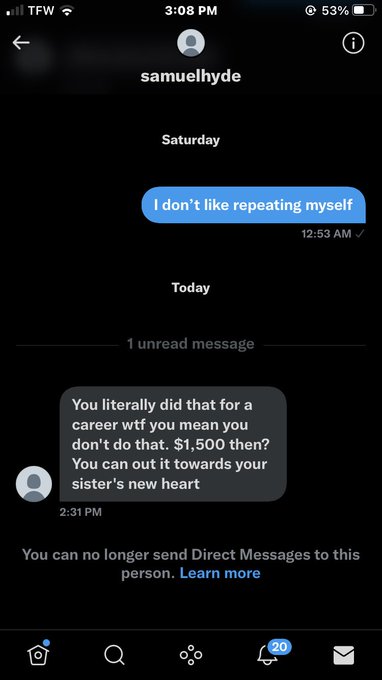 Don&rsquo;t be this person in in inbox because you will be blocked. https://t.co/ZXc845uxtB<a href="/tag/russ"class="tags"><span>#russ</span></a><a href="/tag/itsallinyourhead"class="tags"><span>#itsallinyourhead</span></a><a href="/tag/getoutofyourway"class="tags"><span>#getoutofyourway</span></a>