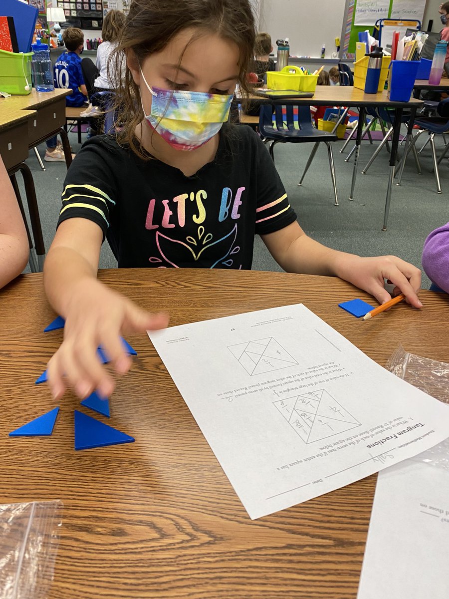 NTMThinkers's tweet photo. If you ask the 4th graders, they might say just putting the tangram pieces into a square was the hardest part. But our challenge was to find the value of each piece when the value of the square piece changes #ProjectA3  @MsJohnson4th @ArnettMonarchs @NTMKnightsAPS https://t.co/H1sEZ3olWq