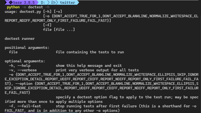 ArabicPy's tweet photo. اختبار البرمجيات من الأساسيات التي يجب على كل مطور برامج اتقانها. doctest و unittest من المكتبات الأساسية في البايثون و التي يمكنك استخدامها لاختبار البرامج. في هذه السلسلة من التغريدات سأشرح كيفية استخدام doctest . تستطيع معرفة كيفية استخدامها بكتابة الأمر التالي https://t.co/dSGBgKMUWA
