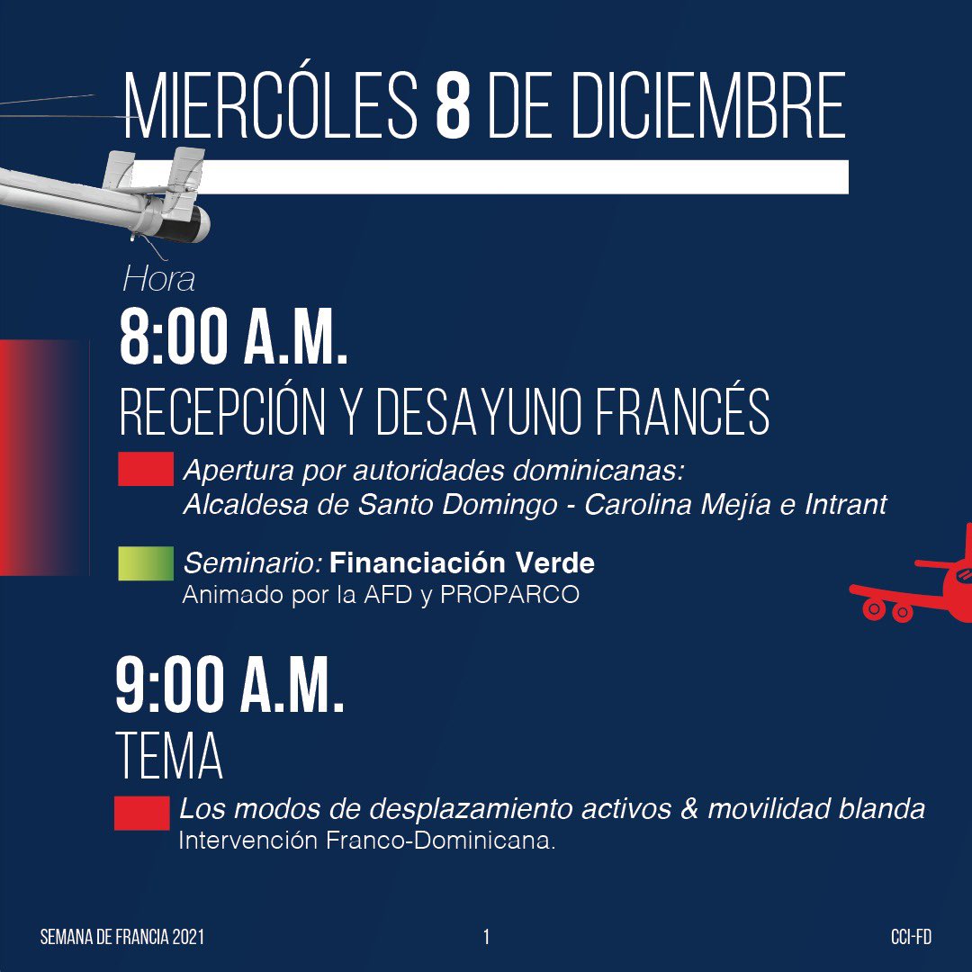 AlcaldiaDN's tweet photo. Calendario de actividades de #SDF2021
Una semana que estará llena de conferencias y talleres cruciales para la #sostenibilidad y el desarrollo de las relaciones franco- dominicanas.
#ccifd #sdf2021 #ciudadsostenible #sostenibilidad #forodenegocios https://t.co/Jz71QKuB25