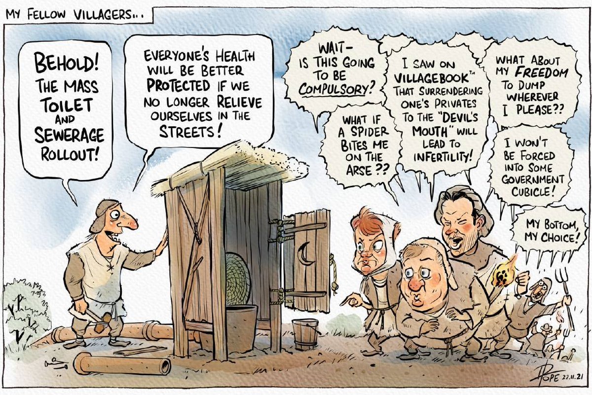 AgnessMack's tweet photo. The mass toilet and sewerage rollout!  @davpope https://t.co/JIEByxtQNi