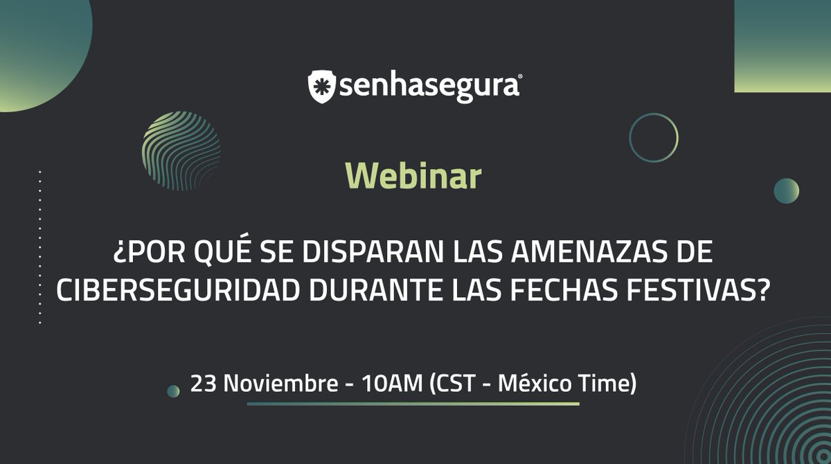 segura_security's tweet photo. Nuestro webinario será el 23 de noviembre de 2021 a las 10:00 (CST) - Hora de México
¡No dejes pasar esta oportunidad!
¡Regístrate ahora!
https://t.co/6SOQEcgndo
#oportunidad #webinar #cibersecurity #ciberattacks #ciberseguridad #PAM #stopransomwareattacks https://t.co/JLD85CoNmP