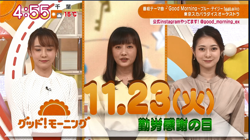 グッドモーニング・バビロン!(’87伊) テレビ朝日「グッド！モーニング」オープニング。森千晴さん、島本真衣