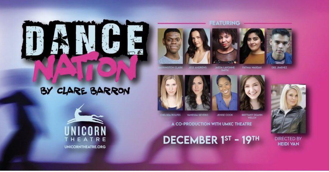 Repost: <a href="/UnicornTheatre/">Unicorn Theatre</a> 

“Dance Nation” produced by <a href="/unicorntheatre/">Unicorn Theatre</a> is starting December 1st! This is another production that UMKC theater students and alumni are performing in! Visit the Unicorn Theater IG page for more info on tickets!