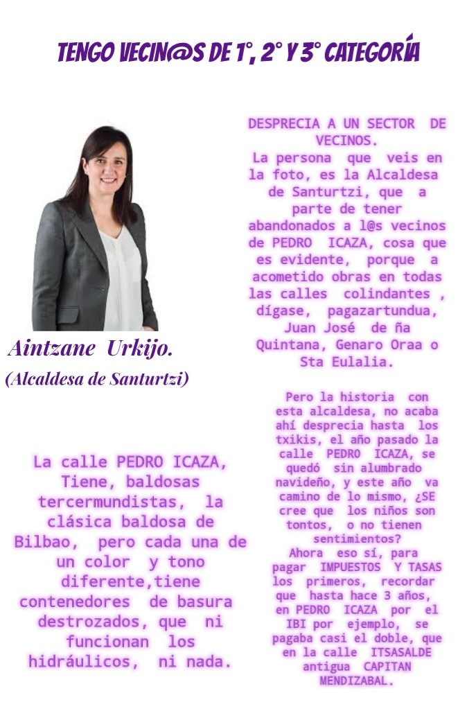realzagoitia's tweet photo. Un alcalde o alcaldesa en este caso en #Santurtzi  se supone  que  sale elegido para  gobernar para  todo el pueblo,  no para  unos pocos, o para sus amiguetes .
Verdad ¿#SraUrkijo? https://t.co/p2bjmkpDp9