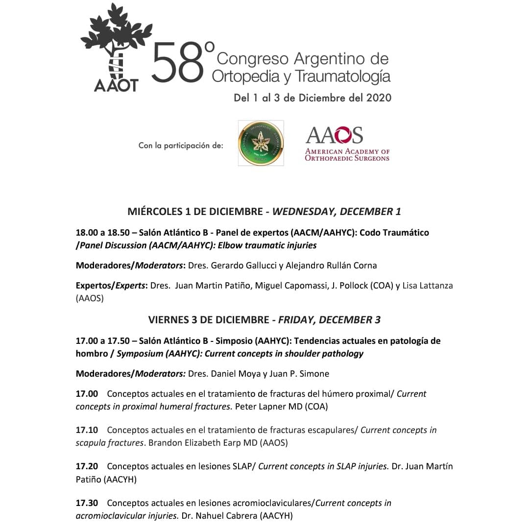 Congreso AAOT 2021.
<a href="/aaotorg/">AAOT</a> @asociaciondehombroycodo @aaos_1 
#hombroycodo #shouldersurgery #orthopedics #trauma #cirugíadehombro  #elbowsurgery