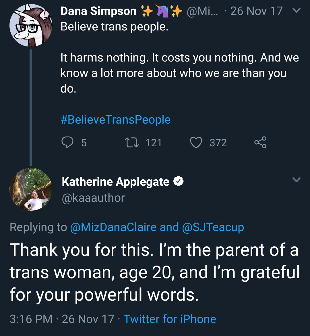 A reminder that while Rowling is a Terf, KA Applegate isn't and Animorphs is better than Harry Potter