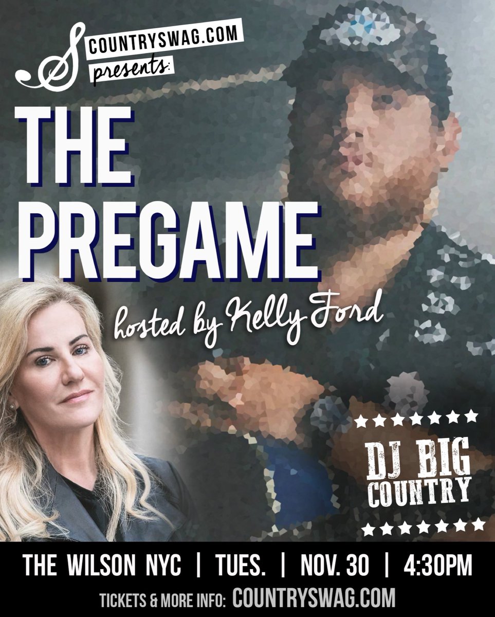 NEW YORKKKK! 📢 Join us for the ultimate pregame party before the big show! Hosted by <a href="/CountrySwag/">Country Swag</a> &amp; @TheKellyFord with music by <a href="/DJBigCountry/">Chris Smith</a>! 🔥💃🏼🎶 💥 Limited tickets available, so grab them quick! 

Tix &amp; More Info - bit.ly/3CCM6u9