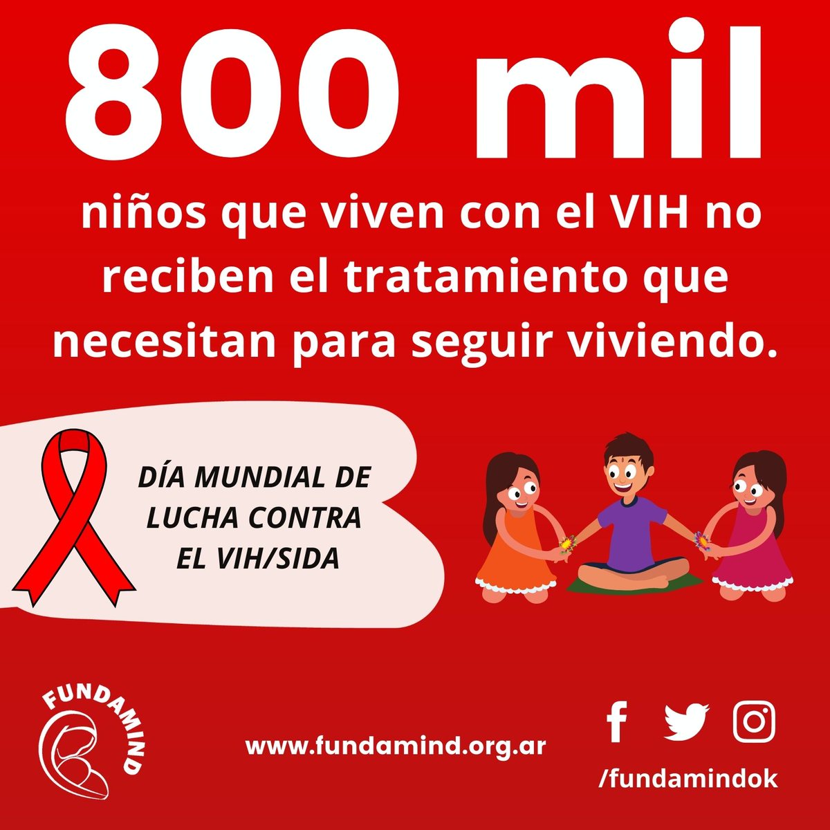 fundamindok's tweet photo. Unos 800 mil niños que viven con el VIH no reciben el tratamiento que necesitan para seguir viviendo, advirtió @OnusidaLatina en la víspera de conmemorarse este 1 de diciembre el Día Mundial de Lucha contra el VIH-Sida.
#NoMasChicosConSida https://t.co/BNJmbsixbF