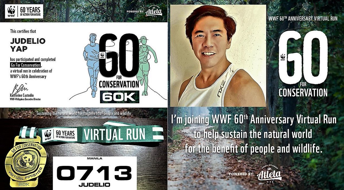 JudelioYap's tweet photo. Somethings you do not only because you love doing them, but because they're for worthy causes. WWF 60TH Anniversary Run was organized to help raise funds to support WWF-Philippines in addressing the dual challenge of biodiversity loss and climate change. #pfatleta #TogetherWeCan https://t.co/0y4ysaGRFu
