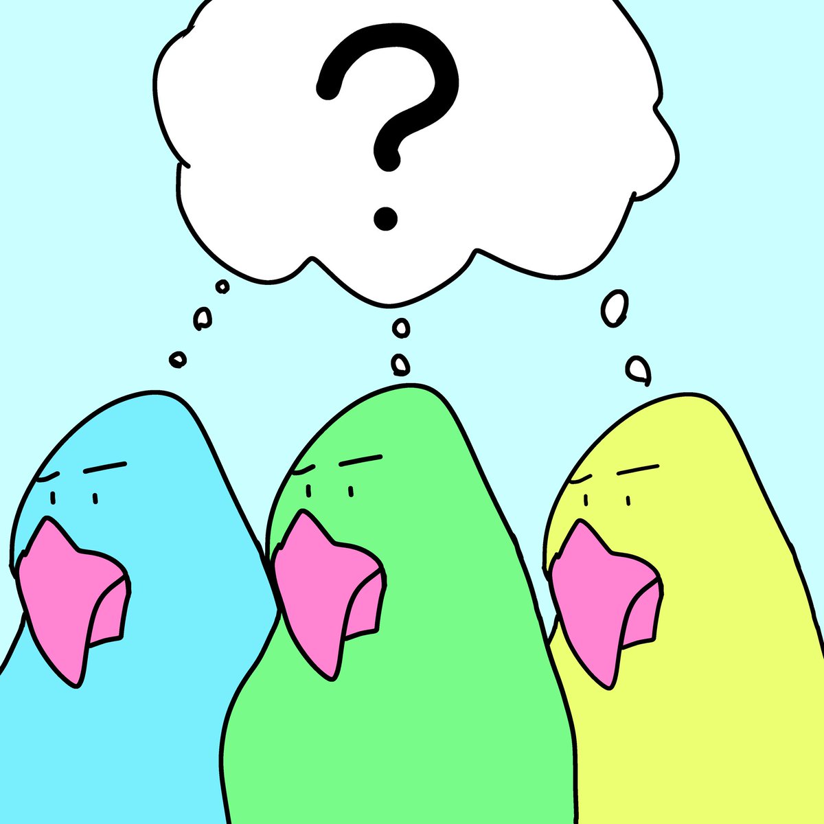 Mamepi_san's tweet photo. タイトル 
 「?」
 #鳥 #インコ #イラスト #可愛い #三色 https://t.co/xDKnRtTFc4