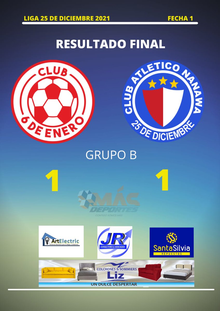 #Liga25DeDiciembre
Resultados de la fecha 3 del grupo A y Fecha 1 del grupo B.