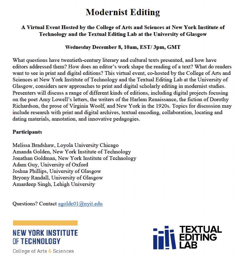 plathpoem's tweet image. Save the Date! Eventbrite Registration to Follow! @NewYorkTechCAS @UofGTELab