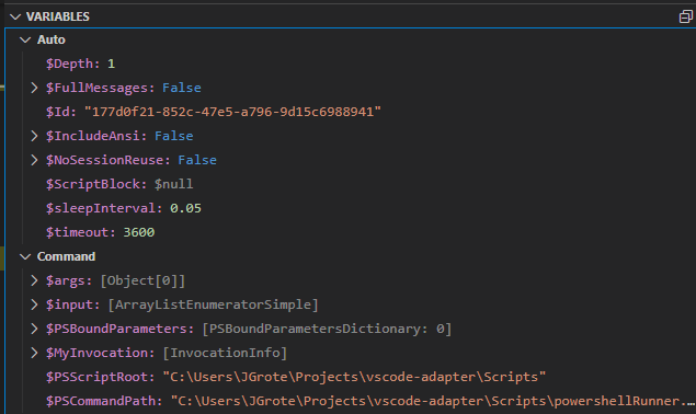 A new version of the #PowerShell <a href="/code/">Visual Studio Code</a> extension has been released, with my first substantial contribution! Expect a new "Command" variable block with info about the current command (which works thru the stack trace), and more contextual "Auto" to show you what you care about.
