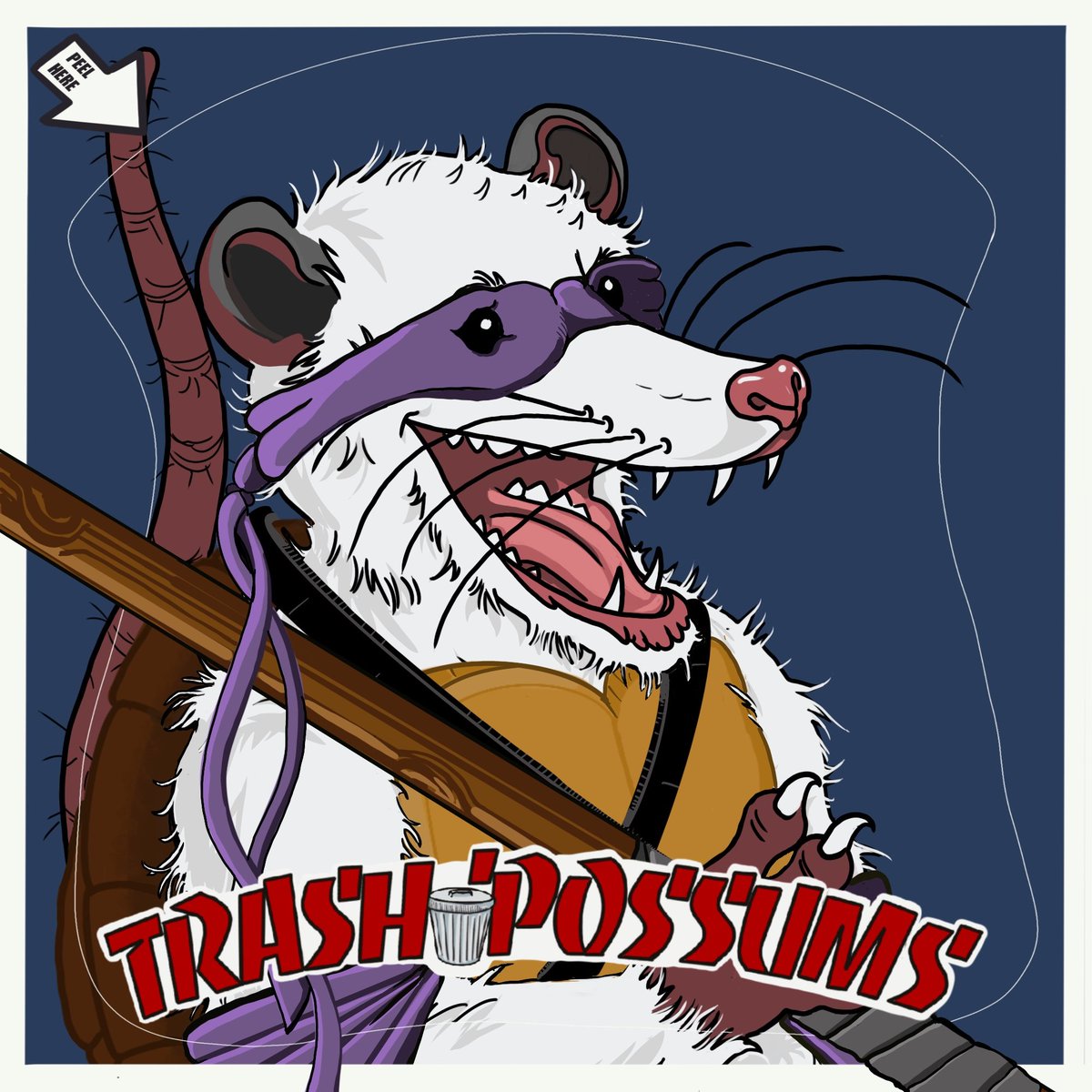 trash_possums's tweet photo. This Ninja Possum is the brains of his crew and has mastered the bo staff. He discovered small statues of hero turtles once worshipped by you humans. #trashpossums #nft #NFTartists #opensea #NFTCommunity #nftcollectors #BAYC #collector #FoundationNFT #withfnd #rarible https://t.co/tRAoEPX9AR