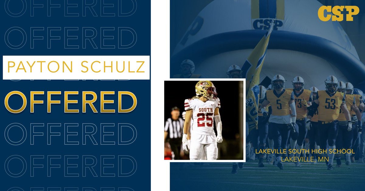 Payton Schulz (@schulzpayton) on Twitter photo After a great call with <a href="/_Coach_Stern_/">Craig Stern</a> I’m blessed to receive an offer from Concordia St. Paul🔵🟡 After a great call with <a href="/_Coach_Stern_/">Craig Stern</a> I’m blessed to receive an offer from Concordia St. Paul🔵🟡