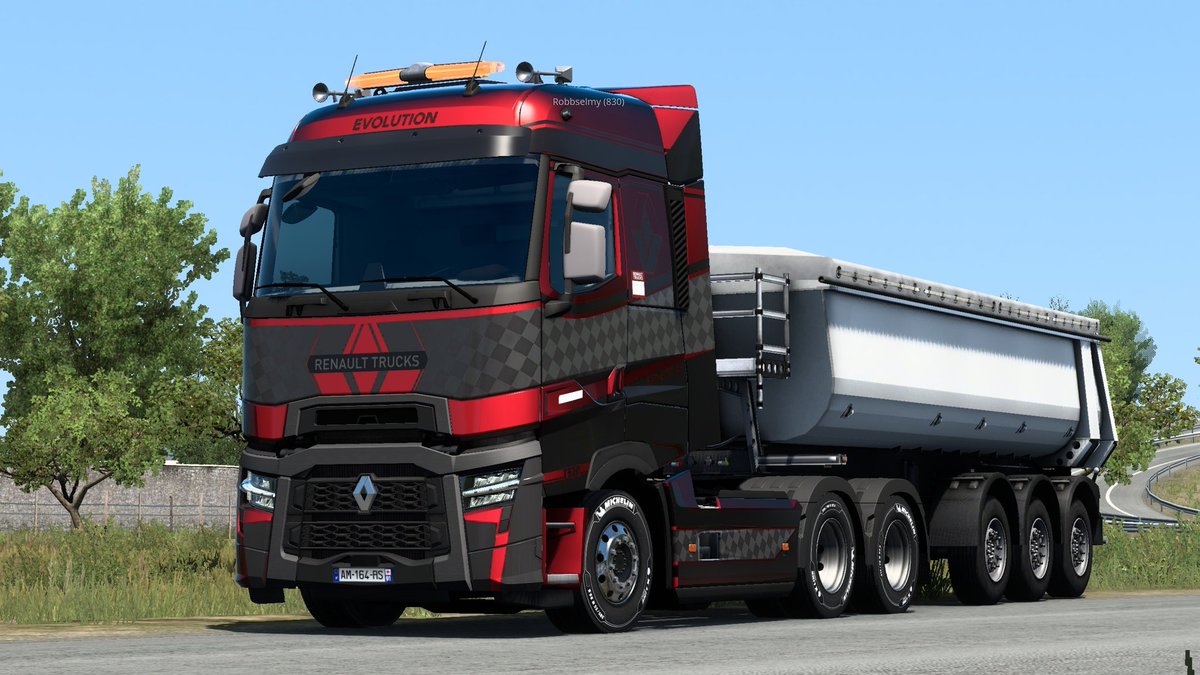 Nat2jz's tweet photo. Always have a friend to follow you in your journey, it makes pass the time way faster, talking about anything 😁

[x2] Renault Range T High 520 (4x2 + 6x2)

✈ From Erfurt to Madrid, passing by Metz, Sassari and Zaragoza (~2400km)

#ETS2 #Renault #RangeT #G29 #PC #Truck #Europe https://t.co/xPW8rxePm0