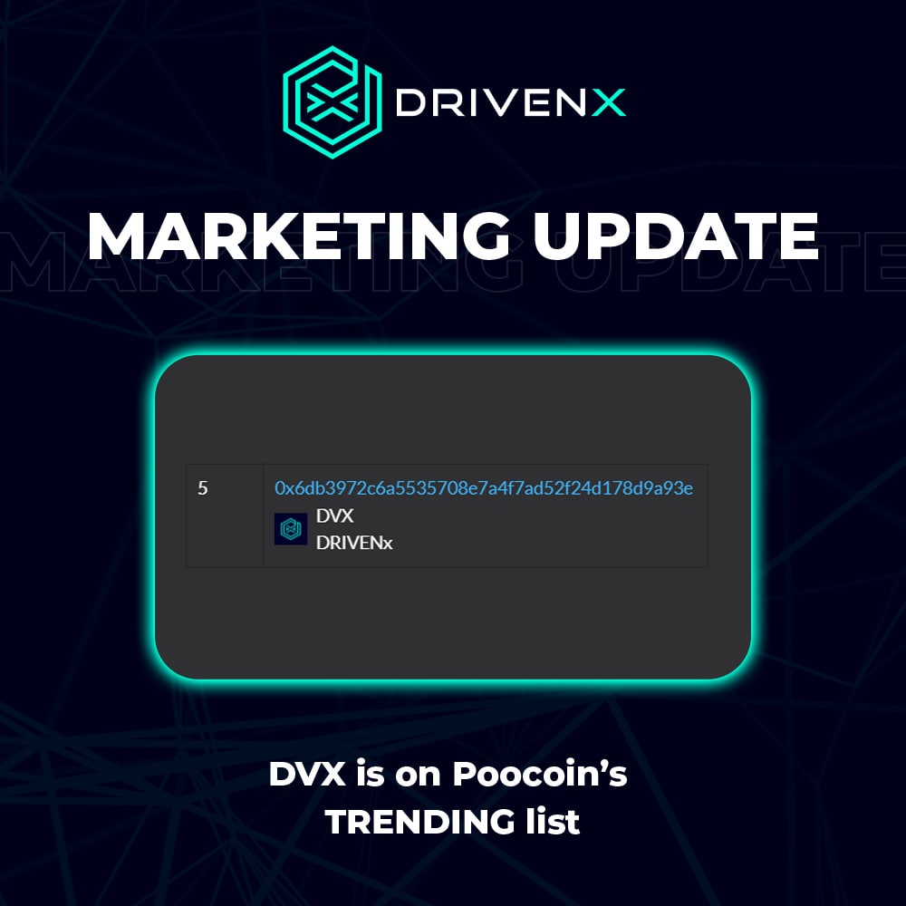 DRIVENecosystem's tweet photo. We are in the TOP 5 trending on PooCoin, showing the strength of the DRIVENcommunity! 🎉❤️

#DRIVENpower https://t.co/gpGwjtzi8J