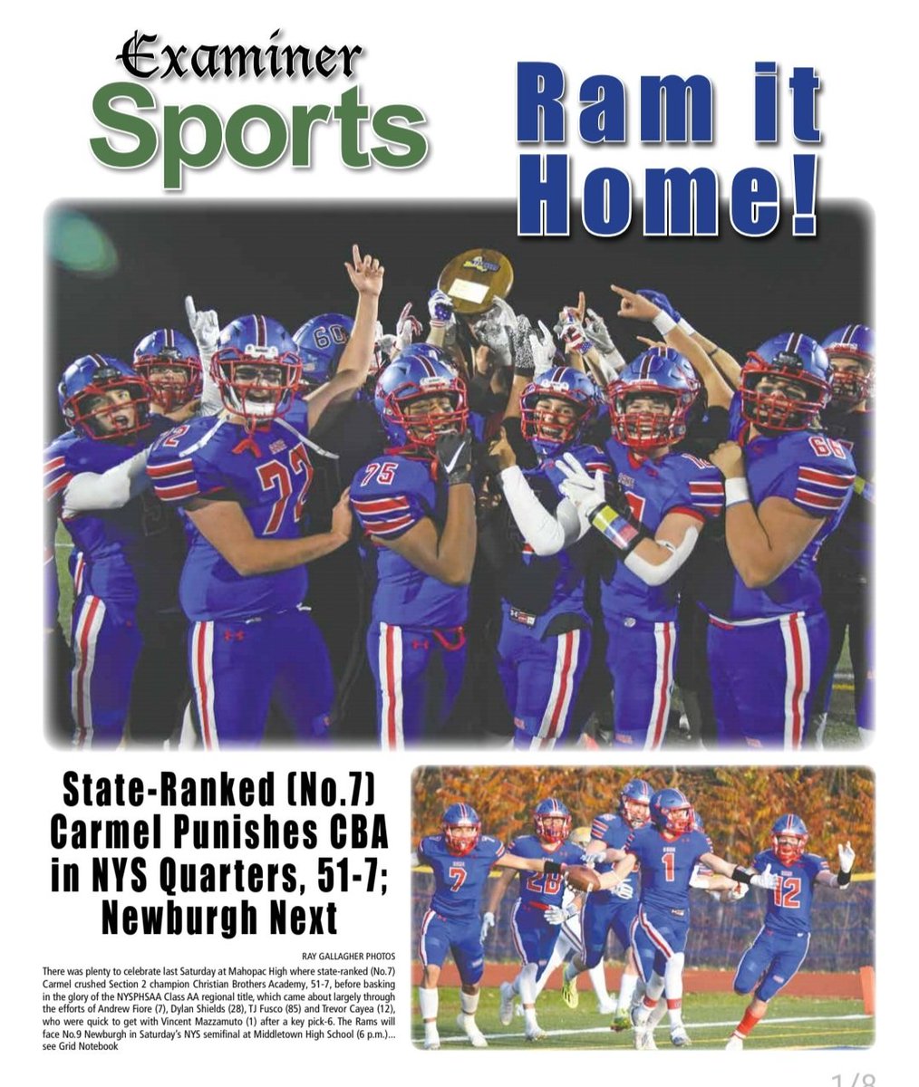 My dudes <a href="/CarmelRams/">Carmel Rams</a> u just know I got u covered in <a href="/ExaminerMedia/">Examiner Media</a> on newsstands tomorrow #RoadtoCuse <a href="/CarmelCrazies_/">RAM NATION</a> <a href="/NYSPHSAA/">NYSPHSAA</a> <a href="/SecOneAthletics/">Section I Athletics</a>