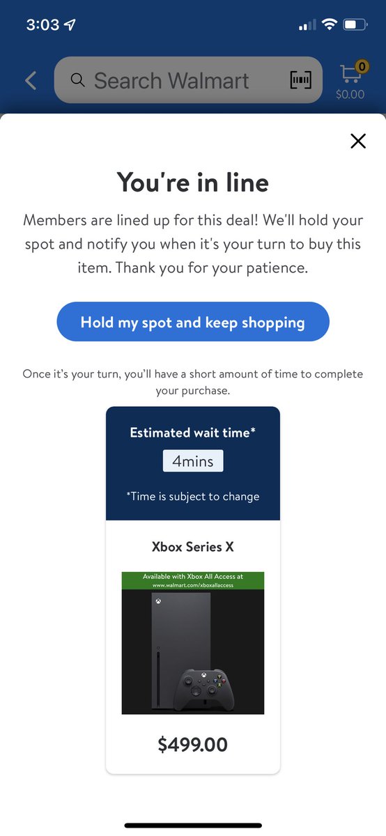 vhowleyrob's tweet photo. Wonder if the last XSX sold at the 6 min mark. I went from 7 to 4 to 2 to 1 to 10 mins at 3:07 - where it remains. https://t.co/ynMnfDVG3P