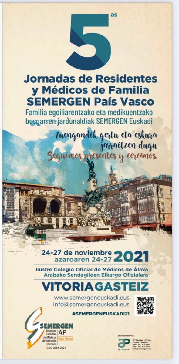 #SEMERGENEUSKADI21 5ª Jornadas de Residentes y Médicos de Familia  24-27 nov <a href="/semergenpv/">SEMERGEN PAIS VASCO</a> <a href="/SEMERGENap/">SEMERGEN | Médicos de AP</a> 
semergeneuskadi.eus