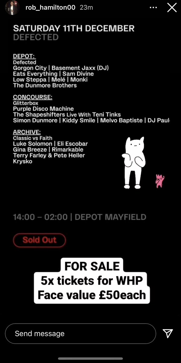 JackQuail2's tweet photo. Saturday 11th December Defected WHP tickets for sale . 5 available! #whptickets #whp https://t.co/Ra5b4mn86T