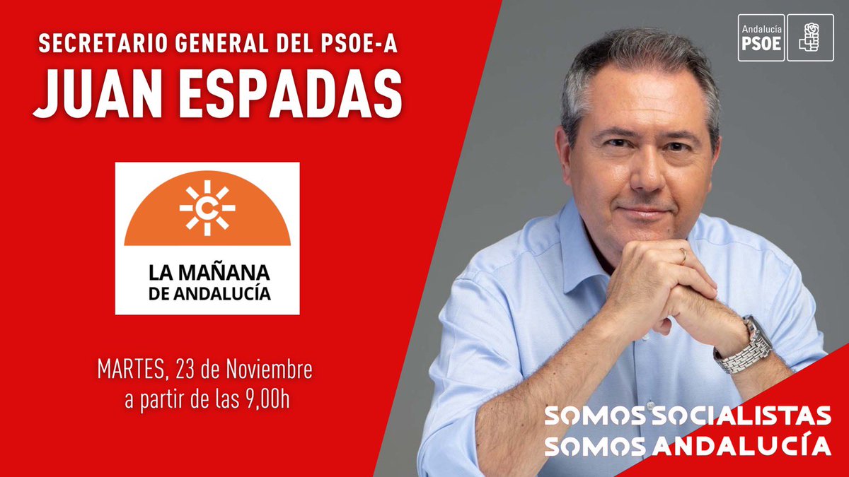 🔴🎙Mañana, <a href="/_JuanEspadas/">Juan Espadas Cejas</a> habla del “engaño masivo” de Moreno Bonilla a los andaluces para no aprobar el presupuesto en <a href="/CanalSurRadio/">Canal Sur Radio</a> en el Programa ‘La Mañana de #Andalucía’

📲 Escúchalo aquí ⤵️
canalsur.es/radio_directo-…