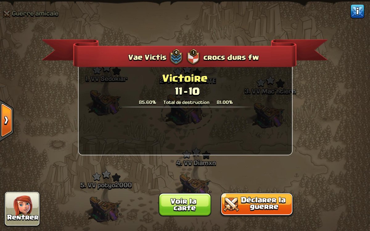 VaeVictis7777's tweet photo. MAIS OUIIIIIII on l'a fait GG l'équipe pour cette superbe victoire lors du Tournoi des Champions Bonus @GEmFo_

GG Crocs Durs pour ce beau combat
Demain place au 2e match contre @WarDaddy_CoC

Encore merci à tous d'avoir voté pour nous  💪

@VVESPORT_Off https://t.co/BlfykBaCEh