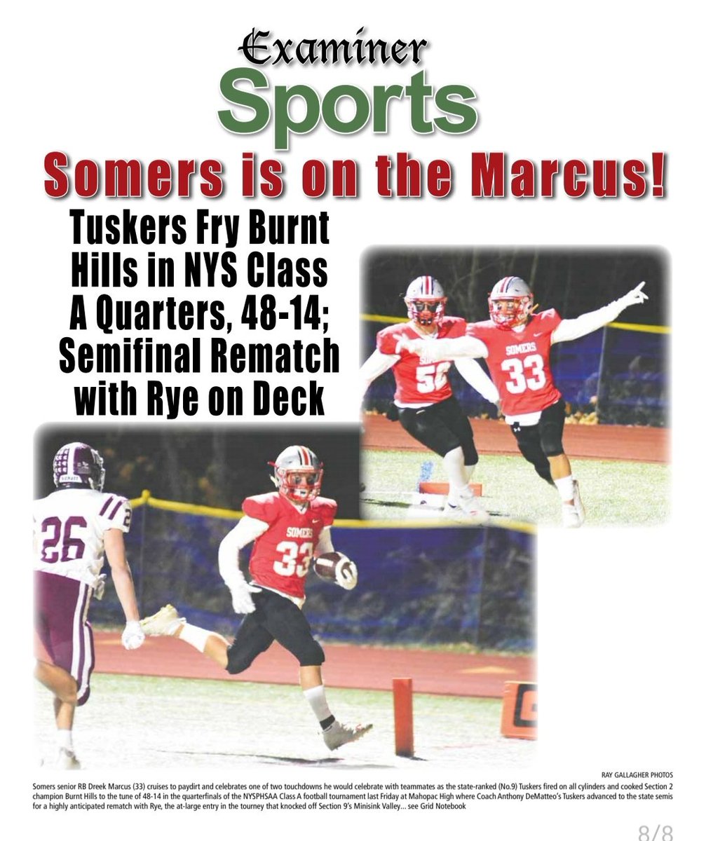 DirectRays's tweet photo. No chance we would not be all over my guys @SomersFootball in @ExaminerMedia this week so grab a giant stack on newsstands tomorrow before the @DerekMarcus1 clan gathers what they can. https://t.co/VfL78I06Hk