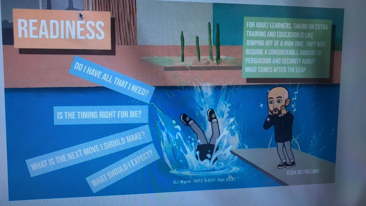 RachelD98977467's tweet photo. @DJWardMAIT  WOW!!!! Your attribute four is so relatable!  I love how you use the image as you’re jumping in… it made me think of how I jumped into a teaching position right out of college and how ready I was. You did a fantastic job! #ALmastermind https://t.co/TLBswyJR10