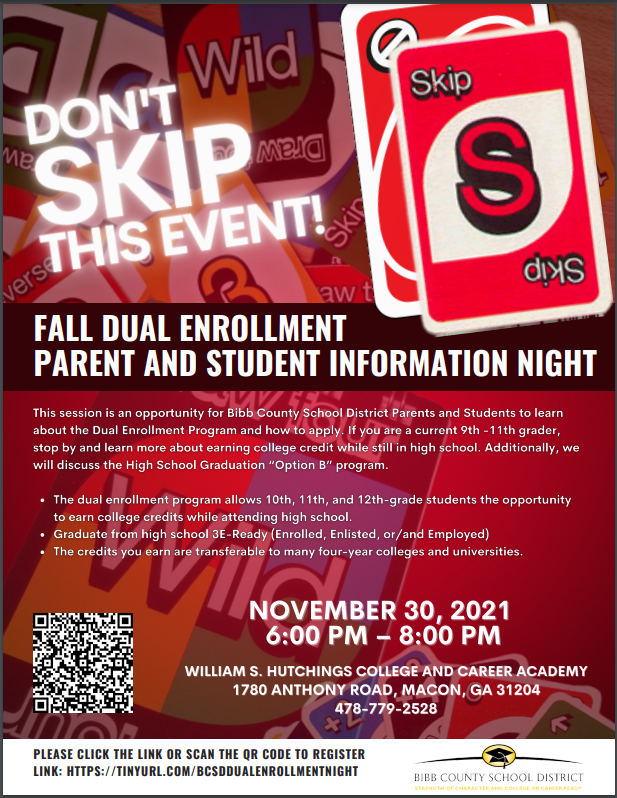 BibbCTAE's tweet photo. @BibbSchools Students & Parents, did you know it costs $20,000+ dollars per year to attend college? Well learn how you can go for free by attending our Dual Enrollment night on November 30th. Register at https://t.co/23p4nuK91g today. #CollegeForFree #3EReady https://t.co/s14basQfyC