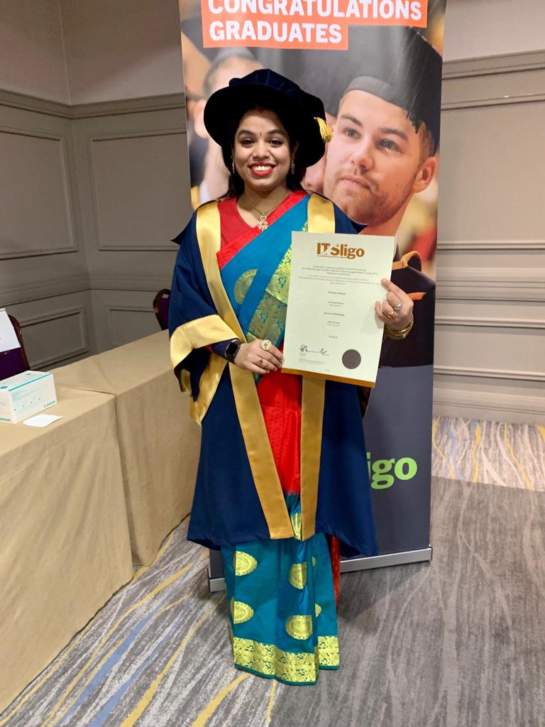 Congratulations Dr. Priyanka Ganguly for your PhD graduation from <a href="/itsligo/">ATU Sligo</a>. Dr. Priyanka Ganguly is currently working as a Marie-Curie Researcher at the @BEST_UofG  at Glasgow University, UK. @PEM_ITSLIGO <a href="/priyankagangul7/">Priyanka Ganguly</a>