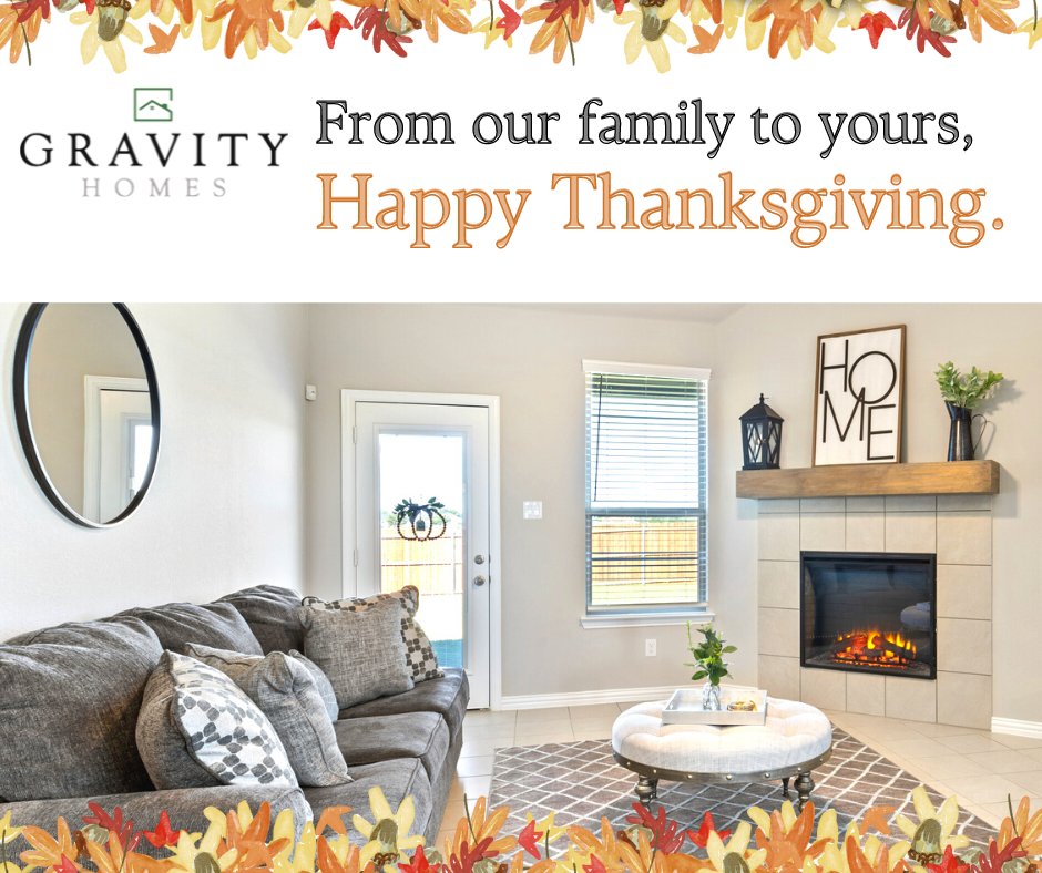 gravityhomestx's tweet photo. Happy Thanksgiving!
We are thankful for all of you and wish you all a happy holiday!
Our Model Homes will be closed to observe this holiday and will reopen Friday, November 26th.
#GravityHomes https://t.co/DaZwQp37Gb